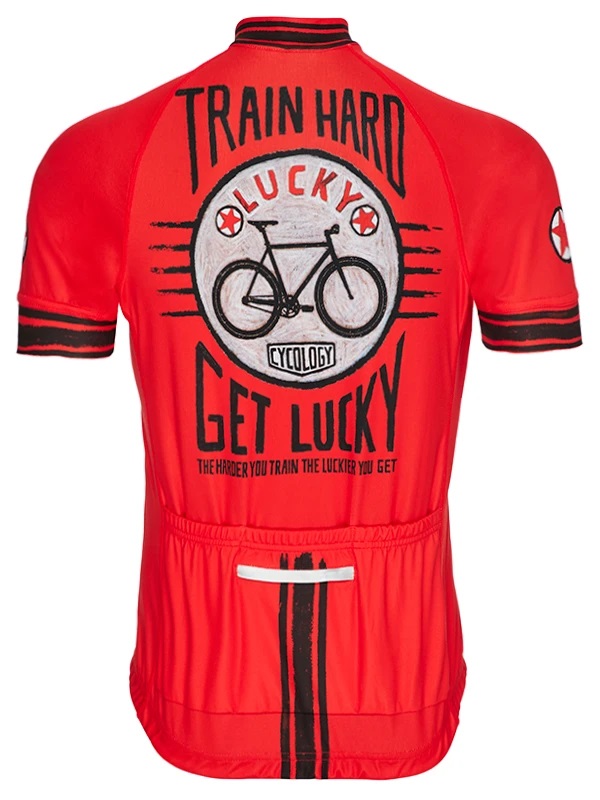 Cyklodres pánský Train Hard Get Lucky Red Relaxed Fit